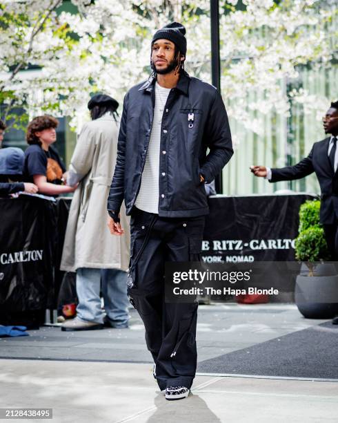 Isaiah Joe of the Oklahoma City Thunder is seen in NoMad on March 31, 2024 in New York City.