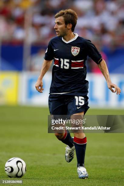 June 12: Bobby Convey of USA on the ball during the FIFA World Cup Finals 2006 Group E match between USA and Czech Republic at Arena Aufschalke on...