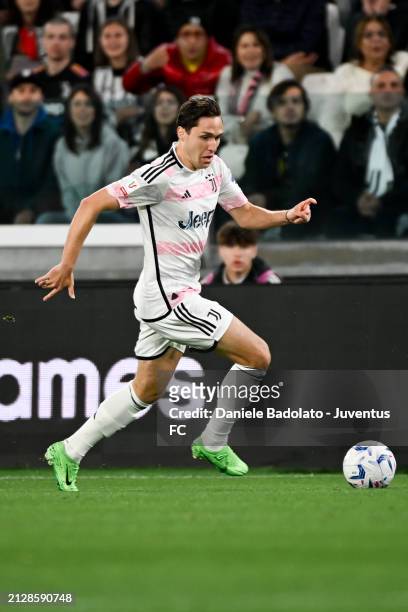 Federico Chiesa of Juventus during to the Semi-final - Coppa Italia match between Juventus and SS Lazio at Allianz Stadium on April 02, 2024 in...