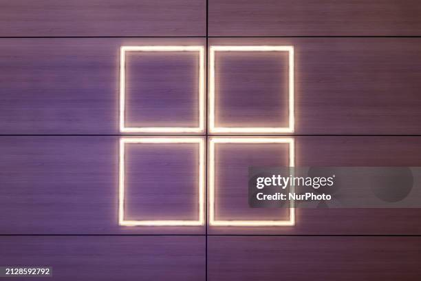 The Microsoft logo is on display at their pavilion during the Mobile World Congress in Barcelona, Spain, on February 28, 2024. Microsoft, the...