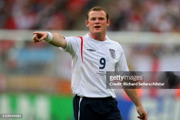 June 15: Wayne Rooney of England on the ball during the FIFA World Cup Finals 2006 Group B match between England and Trinidad & Tobago at...