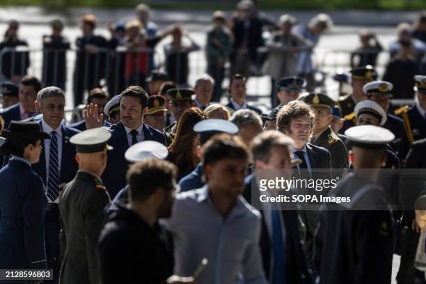 President Javier Milei arrives at the Cenotaph of Plaza San Martin. Every April 2, Argentina celebrates the Day of the Veteran and the Fallen in the...