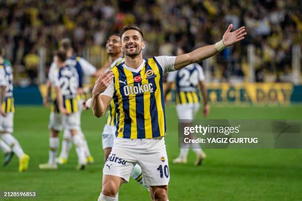 Dusan Tadic in action during the match. Fenerbahce and Adana Demispor faced each other in the Trendyol Super Lig , the match took place at Sukru...