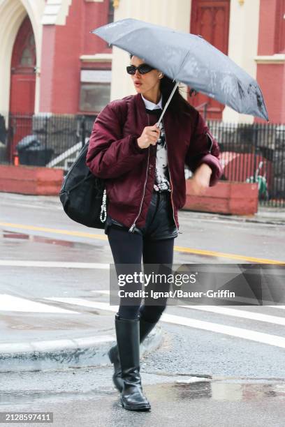 Irina Shayk is seen on April 03, 2024 in New York City.