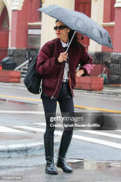 Irina Shayk is seen on April 03, 2024 in New York City.