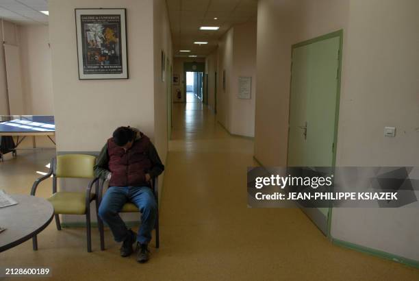 Patient fell asleep in a common area, 12 December 2006 in Saint Jean de Dieu pyschiatric hospital in Lyon. Created by the brothers of Saint John...