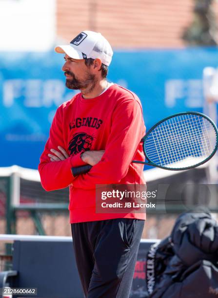 Jérémy Chardy is seen training on April 3, 2024 in Biarritz, France.