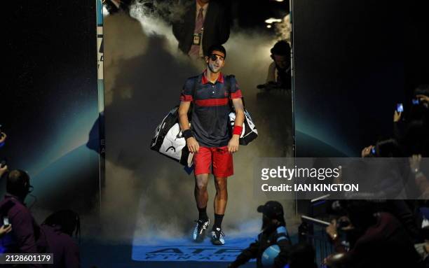 Serbia's Novak Djokovic arrives to play US player Andy Roddick , on the sixth day of the ATP World Tour Finals, at the O2, in south-east London on...