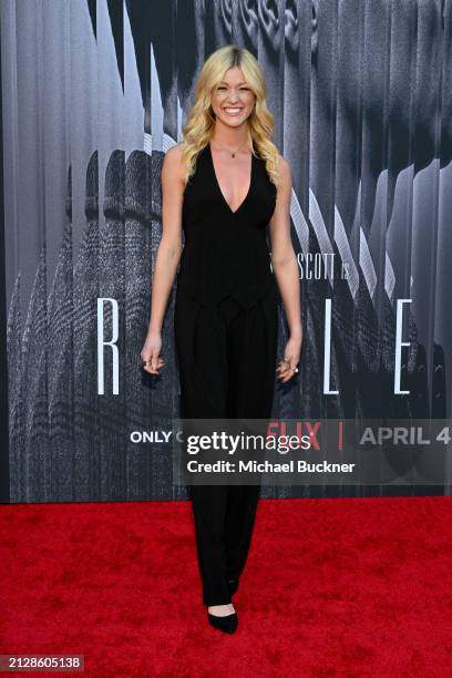 Katherine McNamara at the premiere of Netflix's "Ripley" held at The Egyptian Theatre Hollywood on April 3, 2024 in Los Angeles, California.