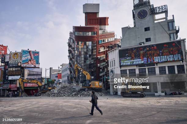 Damaged buildings following an earthquake in Hualien, Taiwan, on Thursday, April 4, 2024. Taiwan's semiconductor industry restarted operations and...