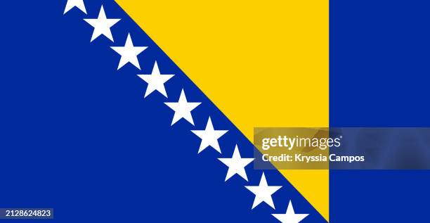flag of bosnia and herzegovina - bosnien und herzegowina stock-fotos und bilder