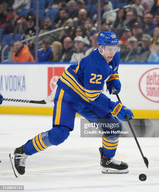 Jack Quinn of the Buffalo Sabres during the game against the Ottawa Senators at KeyBank Center on March 27, 2024 in Buffalo, New York.