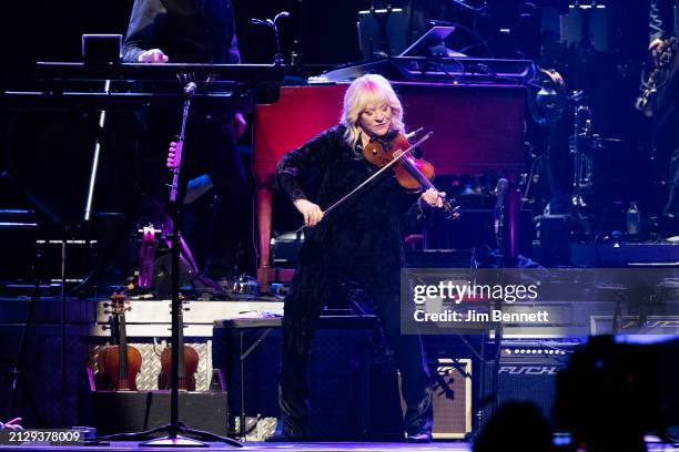 Violinist Soozie Tyrell performs live on stage at Chase Center on March 31, 2024 in San Francisco, California.