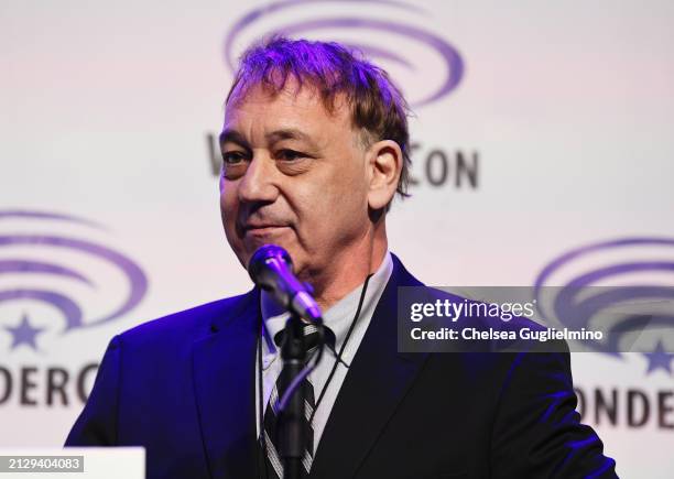 Sam Raimi speaks at the "Boy Kills World" film panel during 2024 WonderCon at Anaheim Convention Center on March 30, 2024 in Anaheim, California.