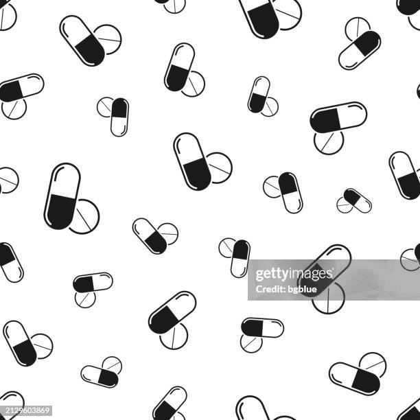 pills - medical drugs. seamless pattern. icons on white background - mdma stock illustrations