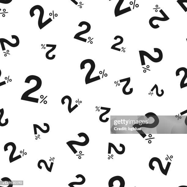 2% - two percent. seamless pattern. icons on white background - number 2 outline stock illustrations