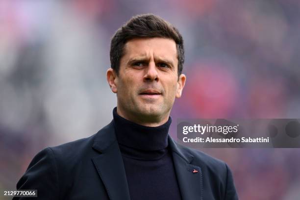 Thiago Motta, Head Coach of Bologna FC, looks on prior to the Serie A TIM match between Bologna FC and US Salernitana at Stadio Renato Dall'Ara on...