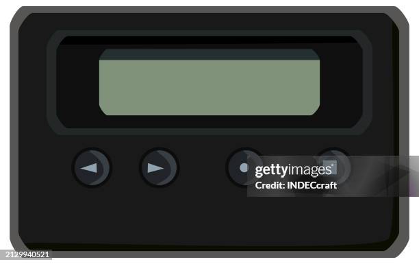 90s retro telecommunication device - pressing send stock illustrations