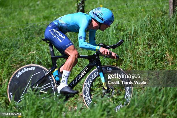 Samuele Battistella of Italy and Astana Qazaqstan Team sprints during the 63rd Itzulia Basque Country 2024, Stage 1 a 10km individual time trial...
