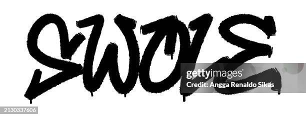 swole black graffiti airbrush spraypaint typography - crumbs vector stock illustrations