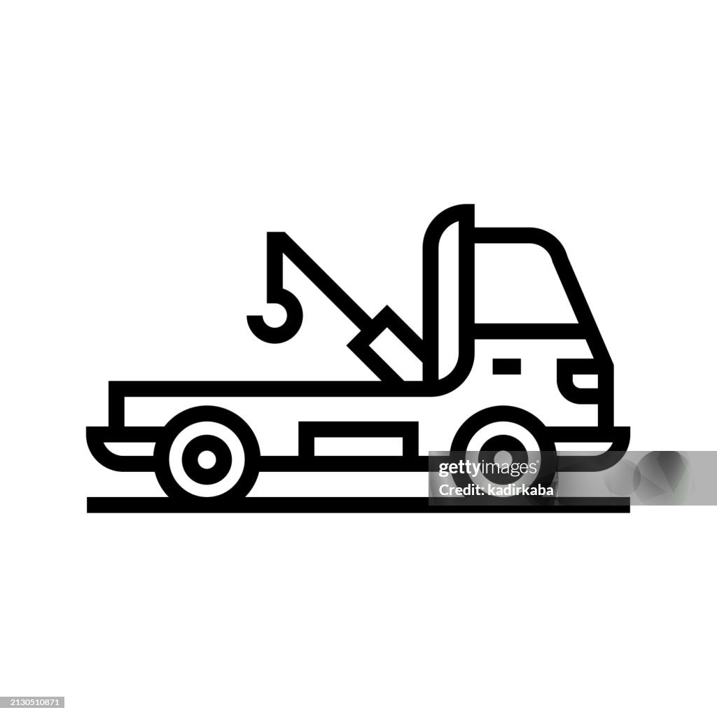 Tow Truck Line Icon, Car, Assistance, Service.