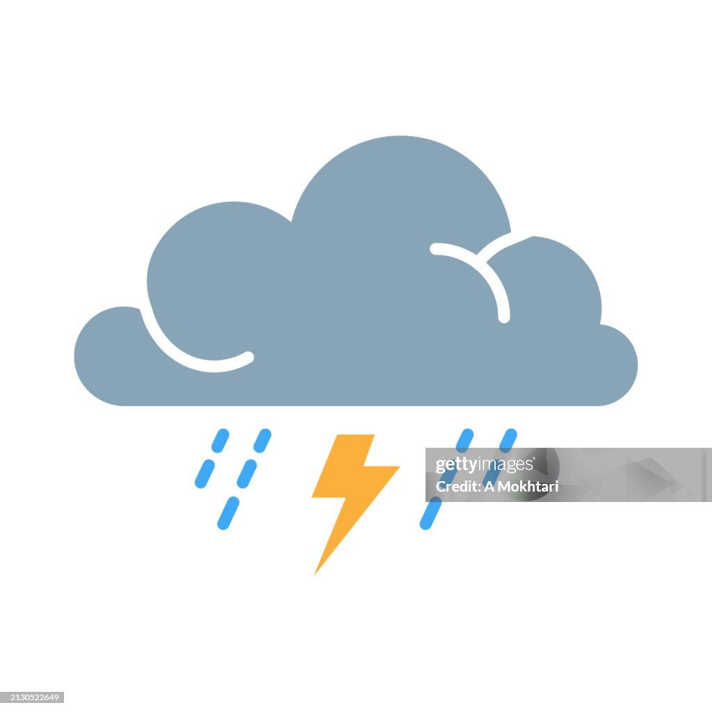 Cloud icon with thunderstorm.