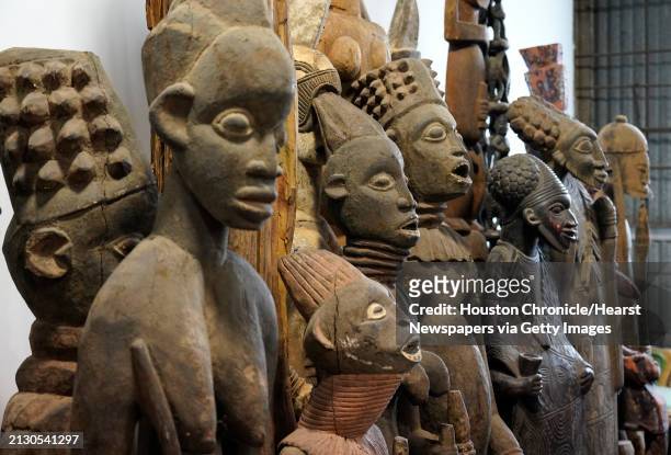 View of some of the pieces of African art being stored at the Harris County Reed Road Warehouse by Precinct 1 Commissioner Rodney Ellis is shown...