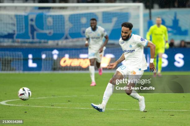 Pierre-Emerick Aubameyang of Marseille during the Ligue 1 Uber Eats match between Olympique de Marseille and Paris Saint-Germain at Stade Velodrome...