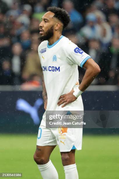 Pierre-Emerick Aubameyang of Marseille during the Ligue 1 Uber Eats match between Olympique de Marseille and Paris Saint-Germain at Stade Velodrome...