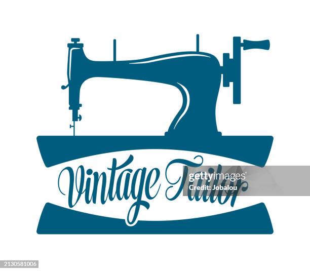 vintage sewing machine vector icon symbol - sewing machine stock illustrations