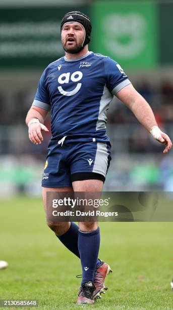 Bevan Rodd of Sale Sharks looks on during the Gallagher Premiership Rugby match between Sale Sharks and Exeter Chiefs at the AJ Bell Stadium on March...