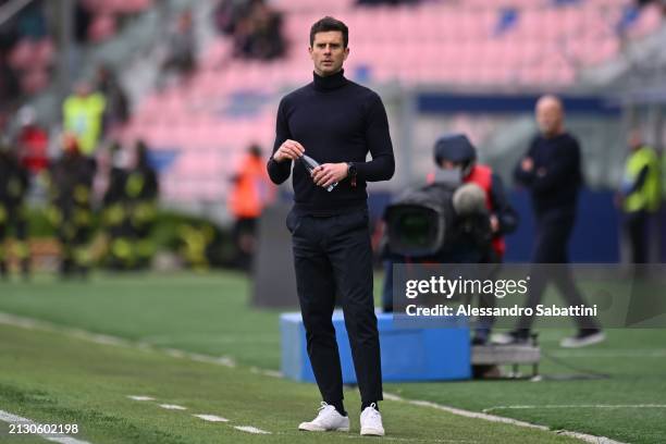 Thiago Motta head coach of Bologna FC looks on during the Serie A TIM match between Bologna FC and US Salernitana at Stadio Renato Dall'Ara on April...