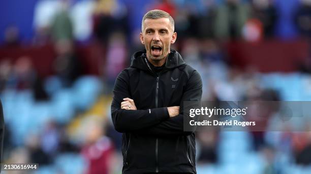 Gary O'Neil, the Wolverhampton Wanderers manager, looks on during the Premier League match between Aston Villa and Wolverhampton Wanderers at Villa...