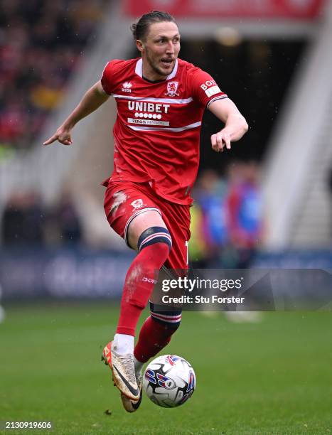 Middlesbrough player Luke Ayling in action during the Sky Bet Championship match between Middlesbrough and Sheffield Wednesday at Riverside Stadium...