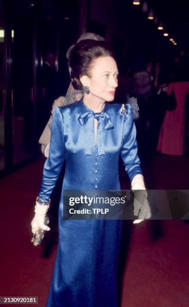 American socialite, wife of former king Edward VIII and Duchess of Windsor, Wallis Simpson, attends The Metropolitan Museum of Art's, Costume...