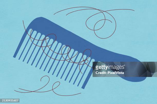 hair loss concept with comb and loose hair strands - bad hair day stock illustrations