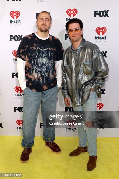 Kendall Schmidt and Logan Henderson of Big Time Rush attend the 2024 iHeartRadio Music Awards at Dolby Theatre in Los Angeles, California on April...