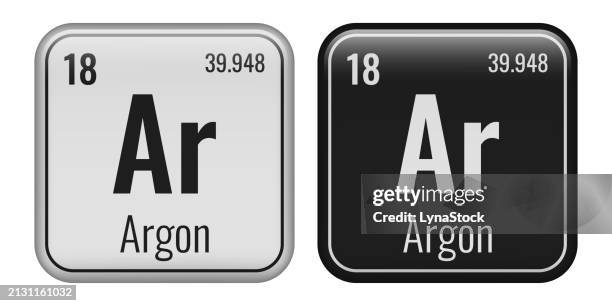 argon symbol. chemical element of the periodic table. vector illustration isolated on white background. glass sign. - argon stock illustrations