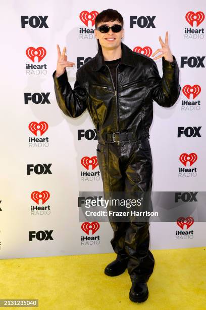 Peso Pluma attends the 2024 iHeartRadio Music Awards at Dolby Theatre on April 01, 2024 in Hollywood, California.