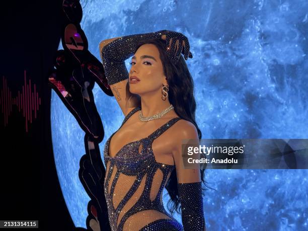 Wax figure of Grammy-winning singer, songwriter and model Dua Lipa on display at Madame Tussauds Wax Sculpture Museum at Grand Pera in Istanbul,...