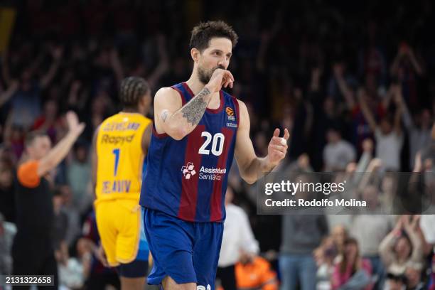 Nicolas Laprovittola, #20 of FC Barcelona in action during the Turkish Airlines EuroLeague Regular Season Round 33 match between FC Barcelona and...