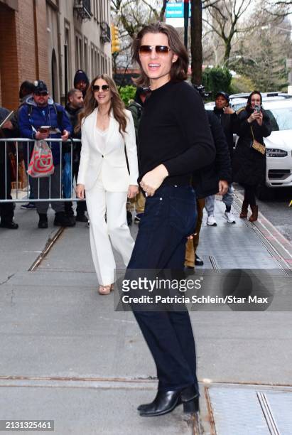 Damian Hurley and Elizabeth Hurley are seen on April 04, 2024 in New York City.