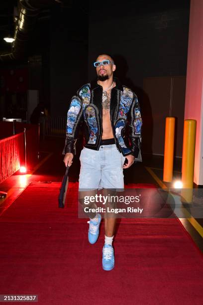 Dillon Brooks of the Houston Rockets arrives to the arena before the game against the Golden State Warriors on April 4, 2024 at the Toyota Center in...