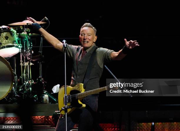 Bruce Springsteen at the Bruce Springsteen And The E Street Band concert held at the Kia Forum on April 4, 2024 in Los Angeles, California.