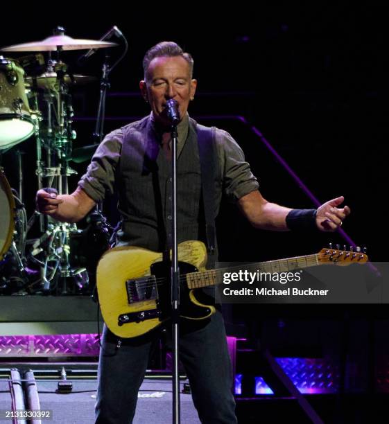 Bruce Springsteen at the Bruce Springsteen And The E Street Band concert held at the Kia Forum on April 4, 2024 in Los Angeles, California.