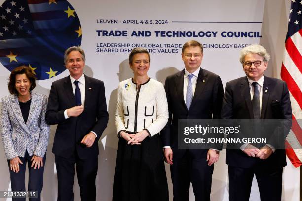 Secretary of Commerce Gina Raimondo, US Secretary of State Antony Blinken, European Commission Executive Vice-President Margrethe Vestager, European...