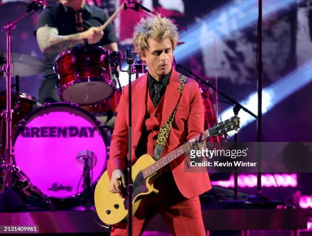 Billie Joe Armstrong of Green Day performs onstage during the 2024 iHeartRadio Music Awards at Dolby Theatre in Los Angeles, California on April 01,...