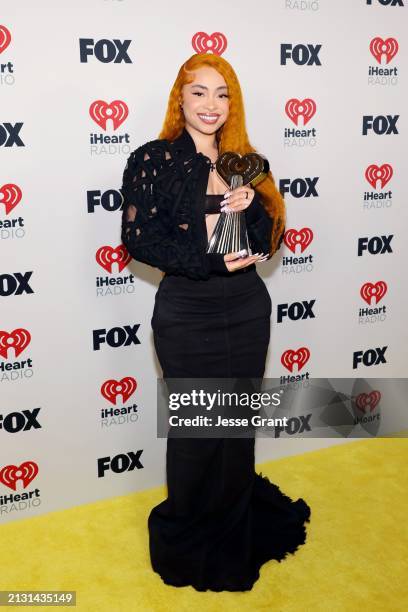 Ice Spice, winner of the Best New Hip-Hop Artist award, attends the 2024 iHeartRadio Music Awards at Dolby Theatre in Los Angeles, California on...