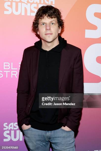 Jesse Eisenberg attends "Sasquatch Sunset" New York premiere at Metrograph on April 01, 2024 in New York City.