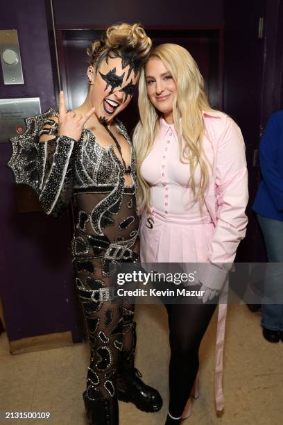 JoJo Siwa and Meghan Trainor attend the 2024 iHeartRadio Music Awards at Dolby Theatre in Los Angeles, California on April 01, 2024. Broadcasted live...